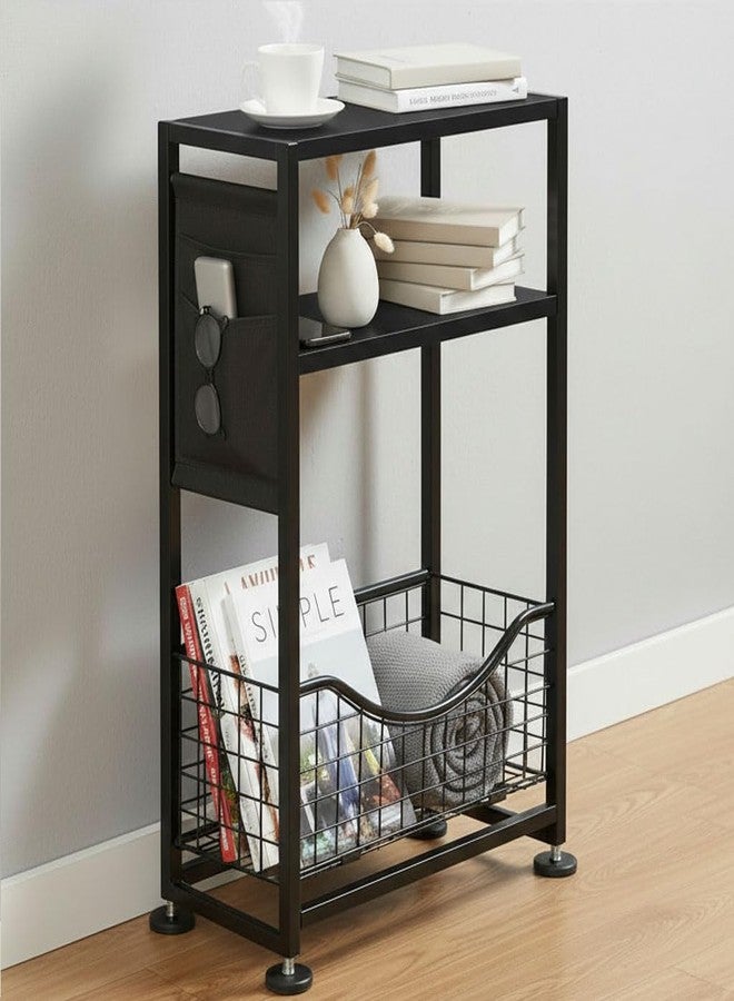 ZEXVIDA Skinny Side Table with Storage, 3 Tier Slim Side Tables for Small Spaces, Skinny End Table Narrow Bedside Table Narrow Side Table for Living Room, Bedroom - Image 1