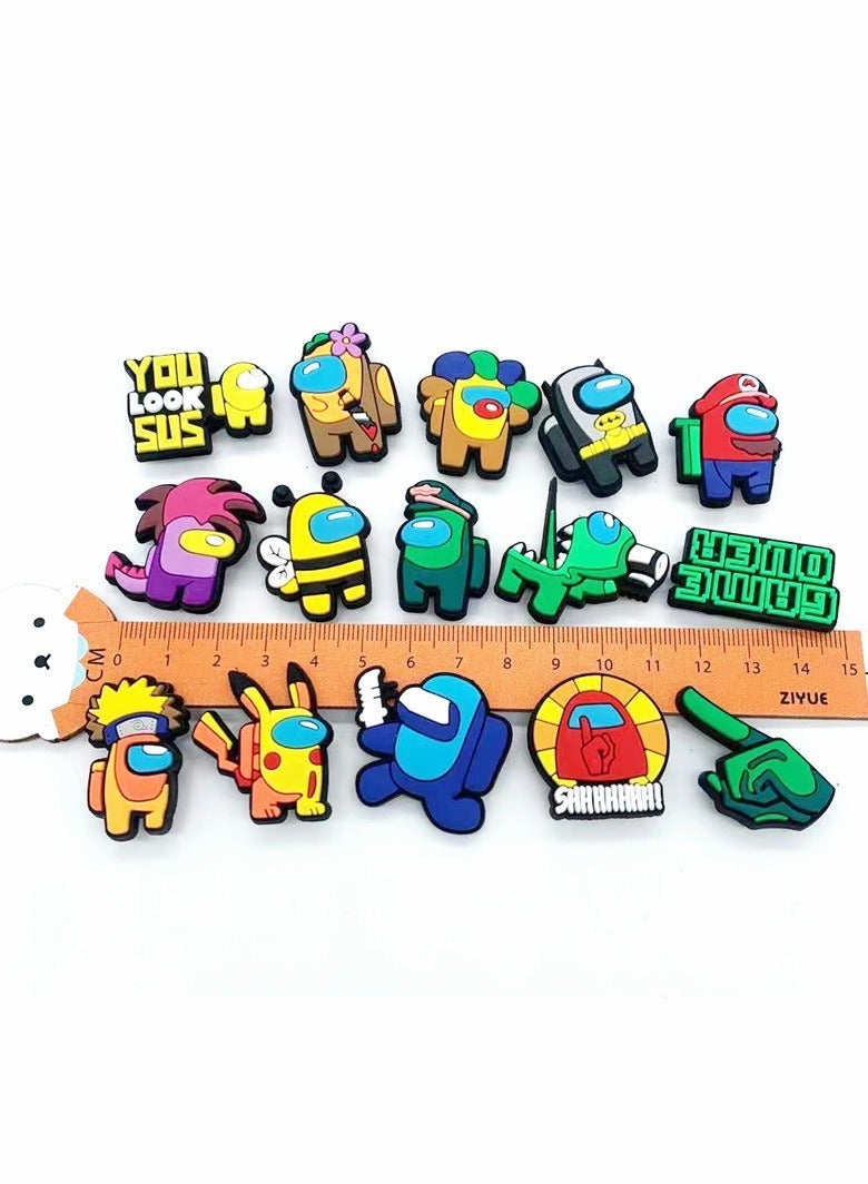 Shoe Decoration Charms, 15 PCS Mixed PVC Shoe Charms for Crocs Charm, PVC Shoe Charms for Croc, Different Shapes, Hole Hole Shoes Buckle, Party Gift for dult Men Women Kids and Teens Girls - Image 3