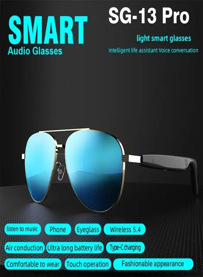 SG-13 Pro Smart Wireless Audio Glasses with HD Sound, Air Conduction Technology, True Wireless 5.4, Type-C Charging, Touch Control, Long Battery Life, Built-in Mic for Music  Calls, Lightweight  Stylish Design for Men and Women - Image 2