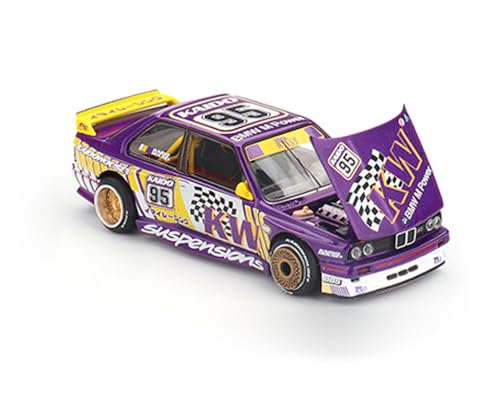 MINI GT M3 Kaido KW V195 Purple and Yellow with Graphics Designed by Jun Imai Kaido House Special 164 Diecast Model Car KHMG194 - Image 1