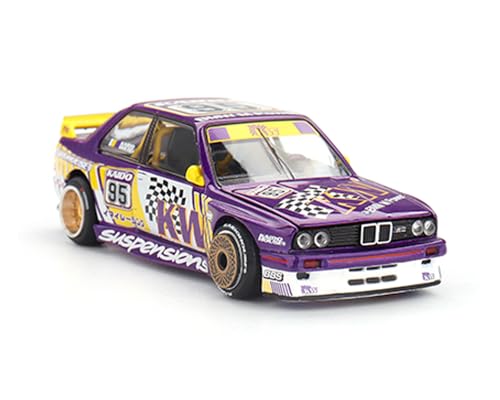 MINI GT M3 Kaido KW V195 Purple and Yellow with Graphics Designed by Jun Imai Kaido House Special 164 Diecast Model Car KHMG194 - Image 5