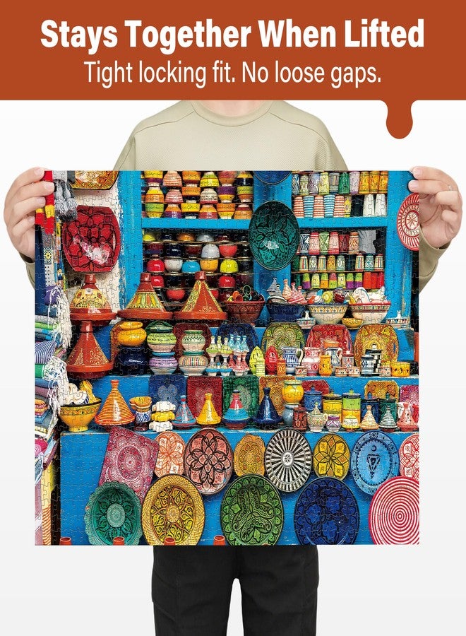 BenBen 1000 Piece Jigsaw Puzzle for Adults, Moroccan Pottery, Jigsaw Puzzle with Letters or Patterns on Back, Challenging Puzzle for Game Night - Image 2
