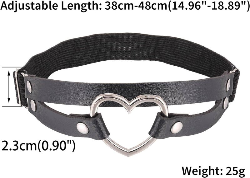 FM FM42 Multicolor PU Simulated Leather Women's Gothic Double Straps Heart O Ring Leg Thigh Elastic Garter Belt, One Pair - Image 2
