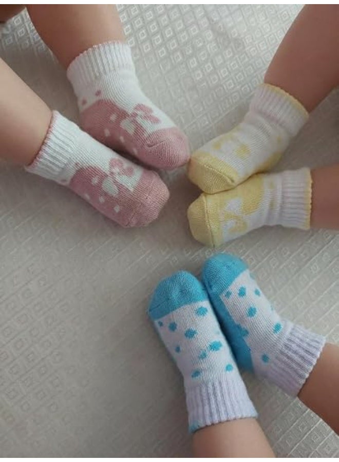 جوارب بيبي قطنية ناعمة بنقشة زهور، 3 أزواج - Image 4