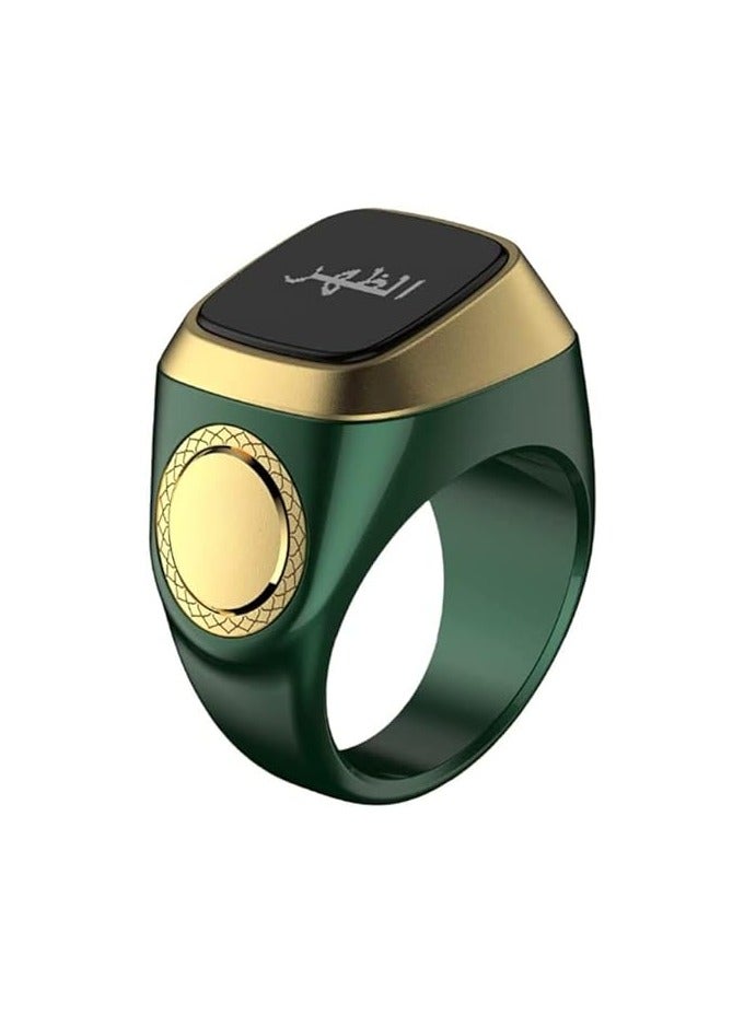 ريبنيو خاتم تسبيح ذكر لايت الذكية، صلاة المسلمين، تذكير توقيت الصلاة، شاشة OLED عداد التسبيح، حلقة ذكية، مقاومة للماء - أخضر 22 مم. - Image 1