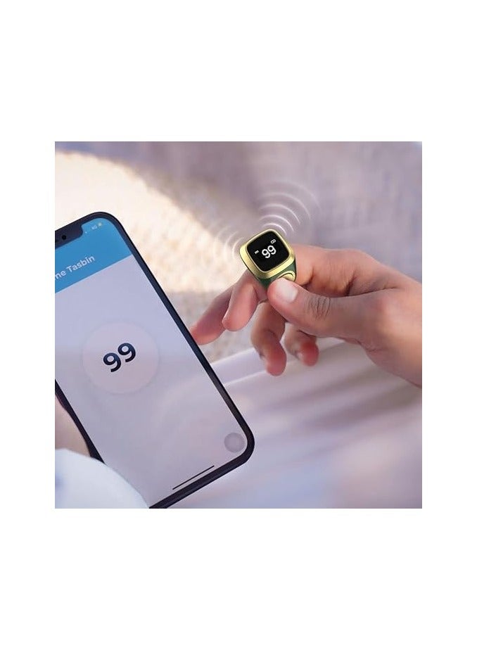 ريبنيو خاتم تسبيح ذكر لايت الذكية، صلاة المسلمين، تذكير توقيت الصلاة، شاشة OLED عداد التسبيح، حلقة ذكية، مقاومة للماء - أخضر 22 مم. - Image 5