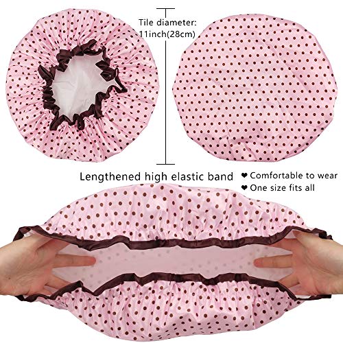 TCOTBE 4 Pieces Shower Cap for Women, Elastic and Reusable, Environmental Protection Hair Bath Caps, Double Waterproof Layers Bathing Hat - Image 2
