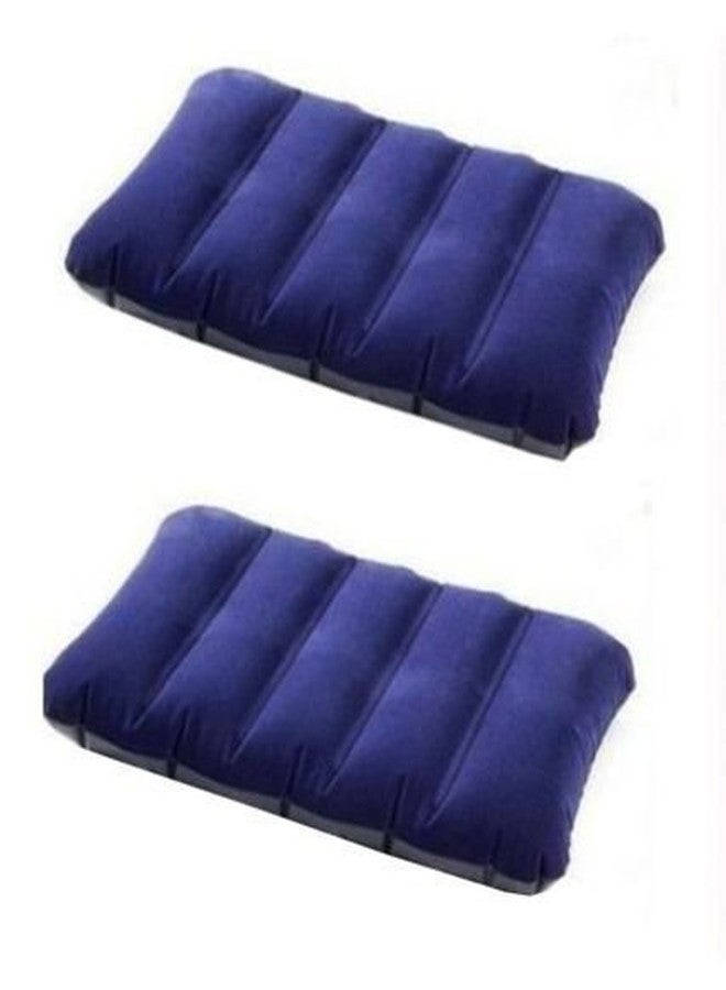 Anugrah Mart Flocked Inflatable Camping Air Pillow Ultralight Portable Ergonomic Pillow Air Cushion Sleeping Bag Outdoor Travel Backpacking Pillow in Blue - Image 1