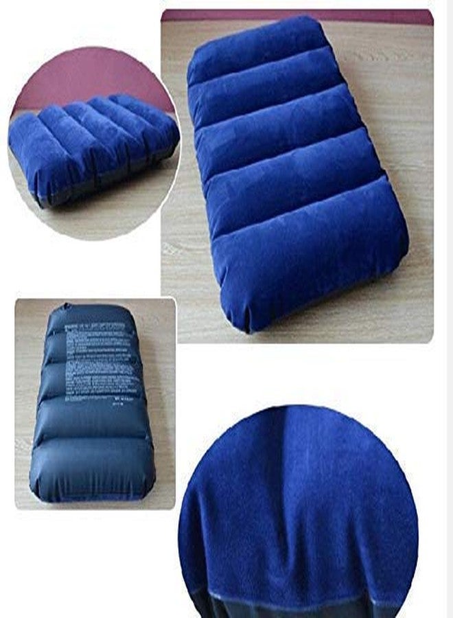 Anugrah Mart Flocked Inflatable Camping Air Pillow Ultralight Portable Ergonomic Pillow Air Cushion Sleeping Bag Outdoor Travel Backpacking Pillow in Blue - Image 2