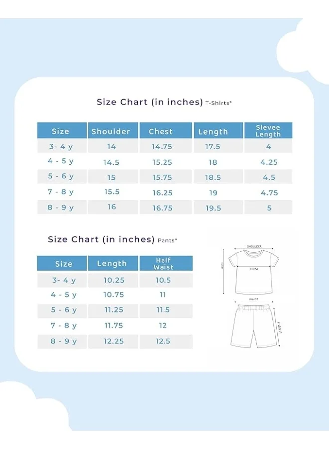 Luay Blue Boys 100% Cotton T-Shirt & Shorts Set | Summer Casual Outfit for Kids & Toddlers | Soft Breathable Fabric | Cartoon Car Print | Light Blue & Blue for Men | Best Price UAE