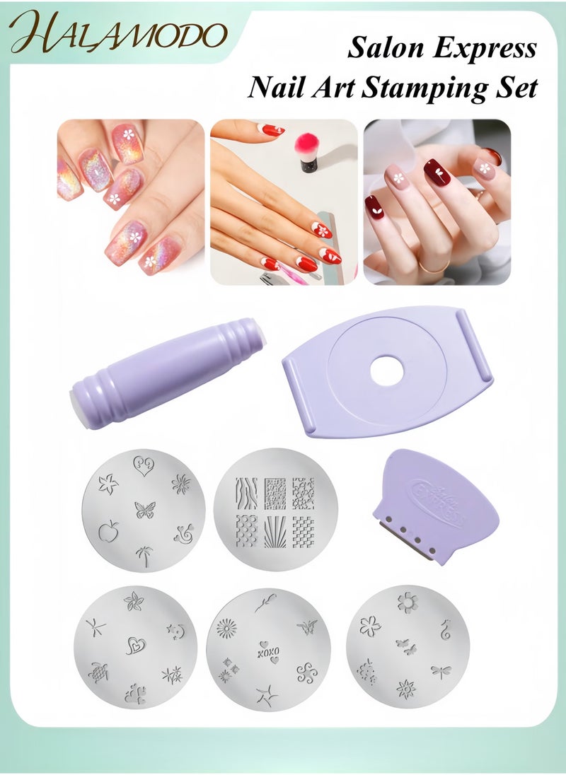 HALAMODO Professional Nail Art Stamping Kit DIY Nail Stamper Set with Pattern Plates Easy-to-Use Nail Decorating Tools for Salon-Quality Designs  - Image 1