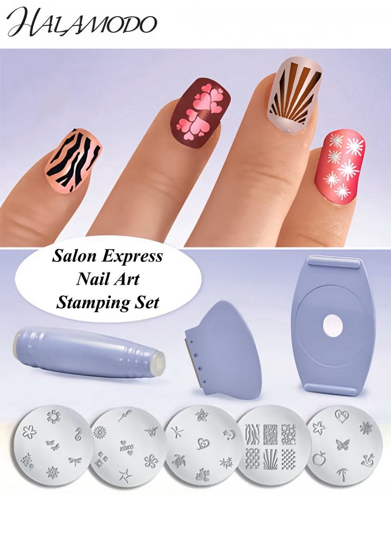 HALAMODO Professional Nail Art Stamping Kit DIY Nail Stamper Set with Pattern Plates Easy-to-Use Nail Decorating Tools for Salon-Quality Designs  - Image 3