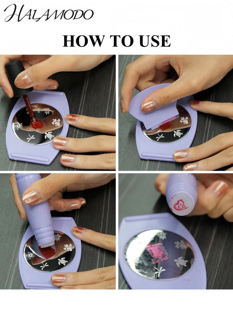 HALAMODO Professional Nail Art Stamping Kit DIY Nail Stamper Set with Pattern Plates Easy-to-Use Nail Decorating Tools for Salon-Quality Designs  - Image 4