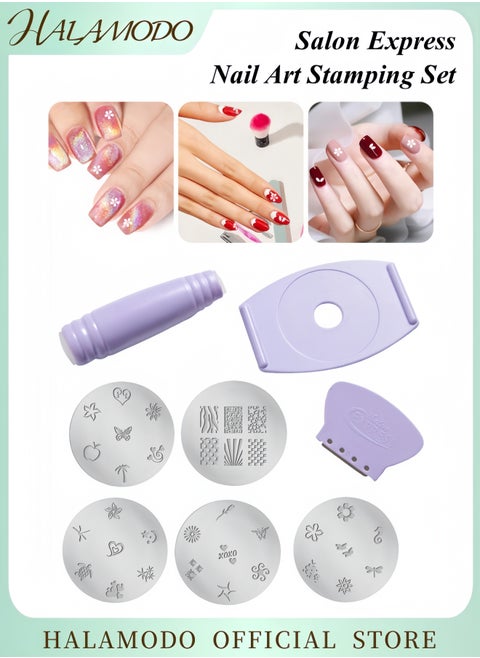 Professional Nail Art Stamping Kit DIY Nail Stamper Set with Pattern Plates Easy-to-Use Nail Decorating Tools for Salon-Quality Designs