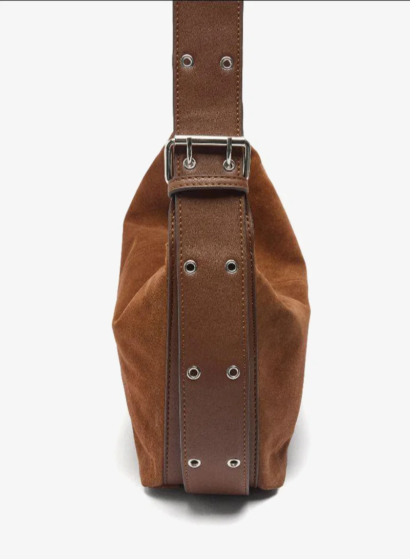 PARFOIS Brown Suede leather shoulder bag for Women | Best Price UAE