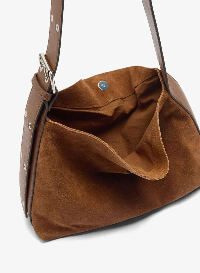 PARFOIS Brown Suede leather shoulder bag for Women | Best Price UAE
