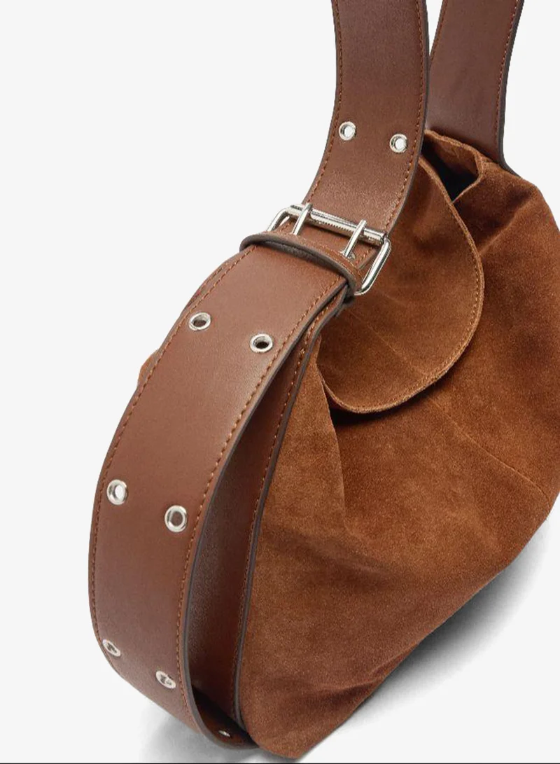 PARFOIS Brown Suede leather shoulder bag for Women | Best Price UAE