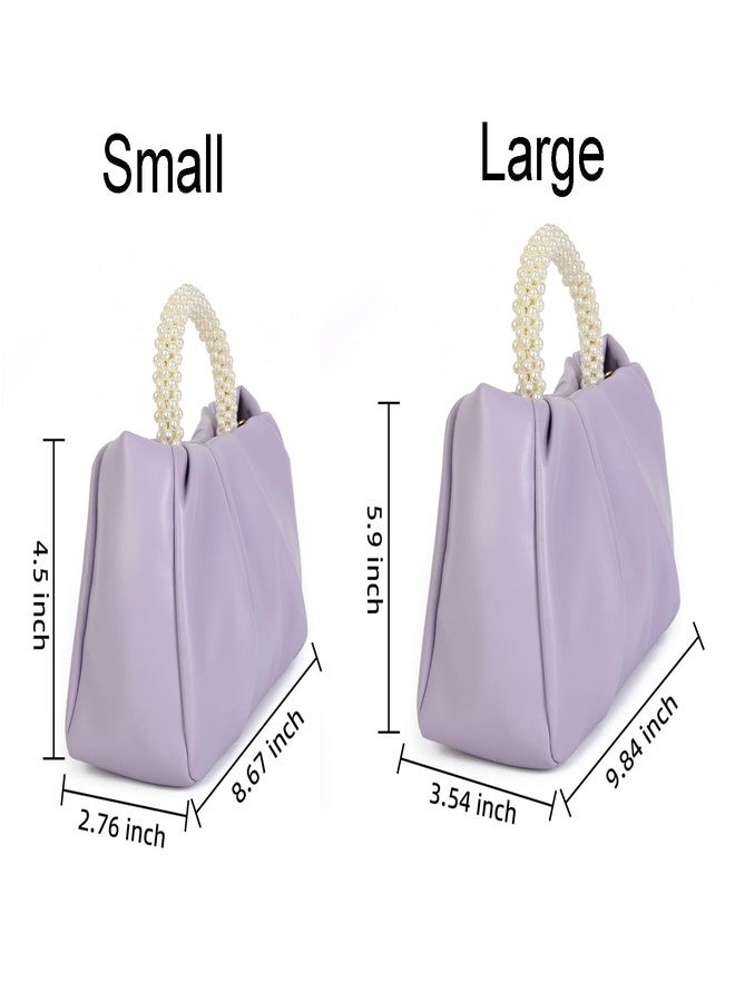 Valleycomfy Evening Clutch Pearl Purses for Women Ladies Soft Leather Cloud Crossbody Bags Shoulder Bag for Party/Wedding/Cocktail, Purple, Small - Image 4