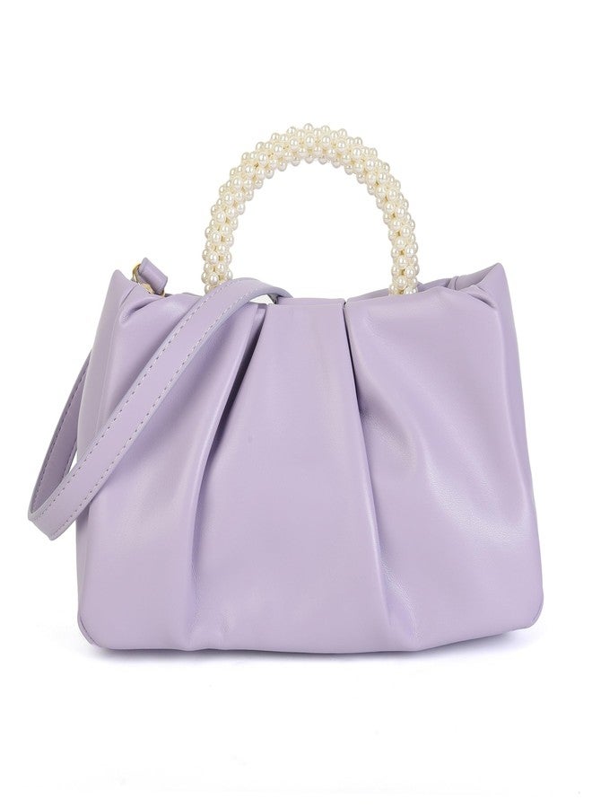 Valleycomfy Evening Clutch Pearl Purses for Women Ladies Soft Leather Cloud Crossbody Bags Shoulder Bag for Party/Wedding/Cocktail, Purple, Small - Image 1