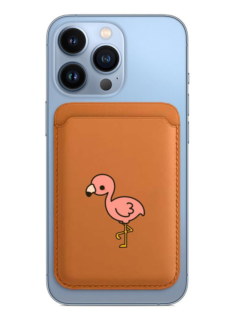 Theodor Magsafe Wallet - Mag Safe Secure Credit Card Holder – Vegan Leather. Magnetic Card Wallet Holder - Apple iPhone 14,13,12 Compatible- Brown- Flamingo  - Image 1