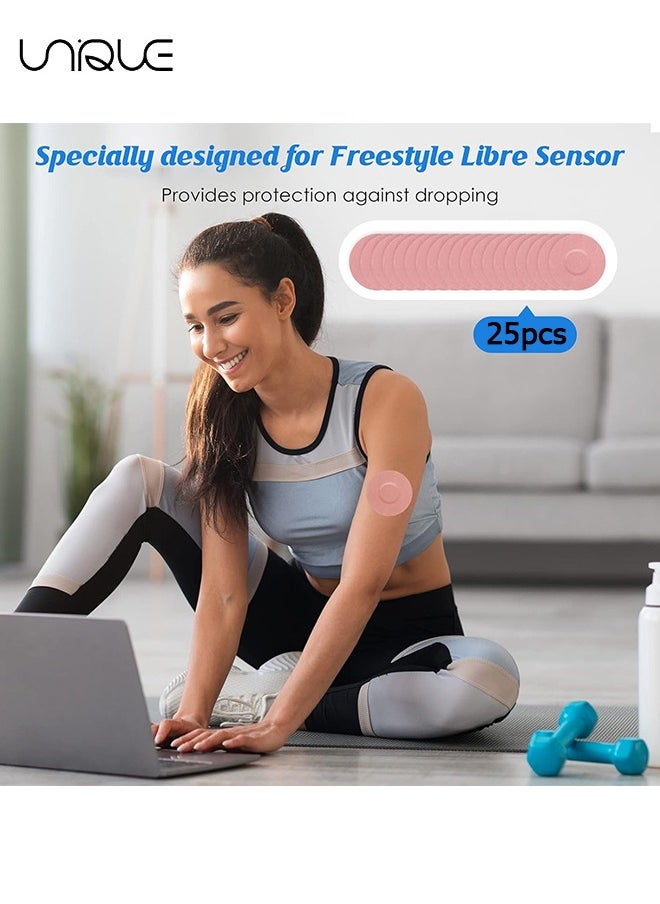 Unique Freestyle Adhesive Patch, 25 PCS Good for Libre– Enlite – Guardian –Pre-Cut Back Paper Waterproof Libre2/3 Sensor Covers（Pink）  - Image 5
