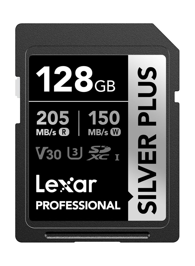 Lexar Professional 128GB SILVER PLUS UHS-I C10 U3 V30 SDXC Card R:205MB/s,W:150MB/s 128 GB - Image 1