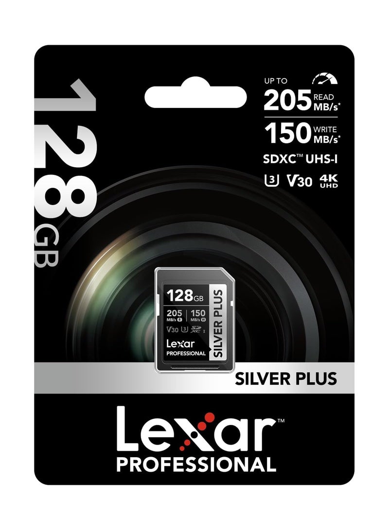 Lexar Professional 128GB SILVER PLUS UHS-I C10 U3 V30 SDXC Card R:205MB/s,W:150MB/s 128 GB - Image 2