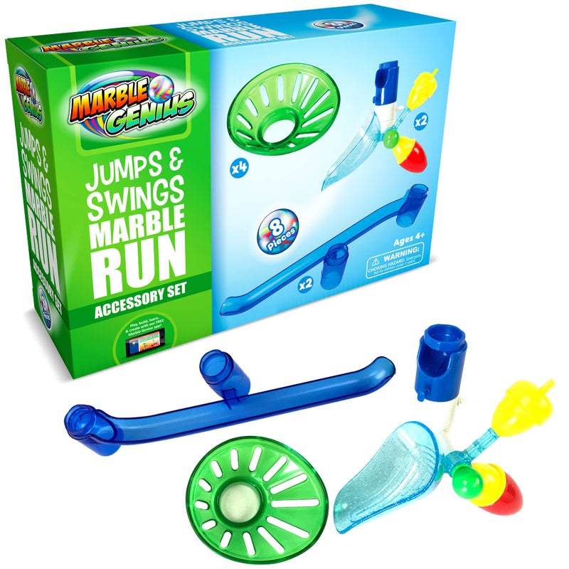Marble Genius Jumps  Swings 8pcs Marble Run Accessory Set for Kids Ages 4 Fun Ultimate Marble Track Race Addon Kit for Teens STEM - Image 2