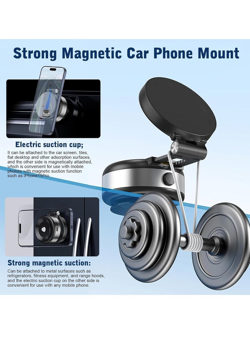 JAJEEK Electric Vacuum Magnetic Suction Phone Mount – 360° Rotating Magnetic Phone Holder, Foldable Double-Sided Suction for Car, Mirror & Smooth Surfaces (Black) – Strong Magnetic Car Phone Holder - Image 4