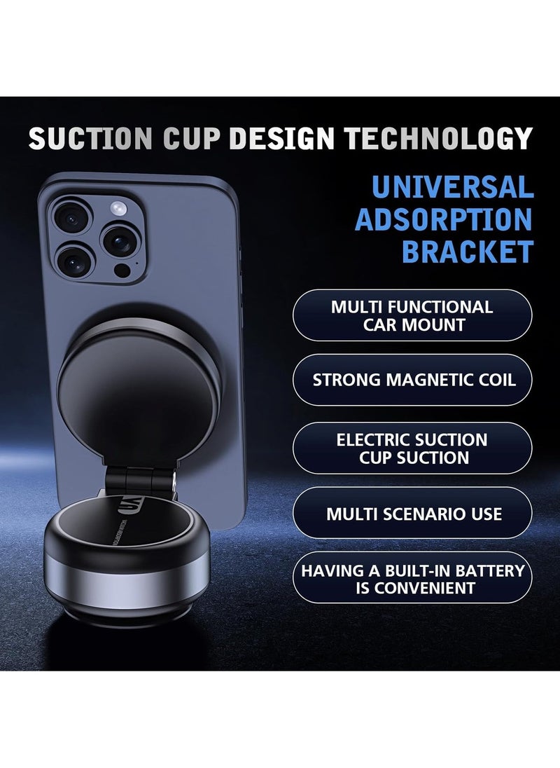 JAJEEK Electric Vacuum Magnetic Suction Phone Mount – 360° Rotating Magnetic Phone Holder, Foldable Double-Sided Suction for Car, Mirror & Smooth Surfaces (Black) – Strong Magnetic Car Phone Holder - Image 3
