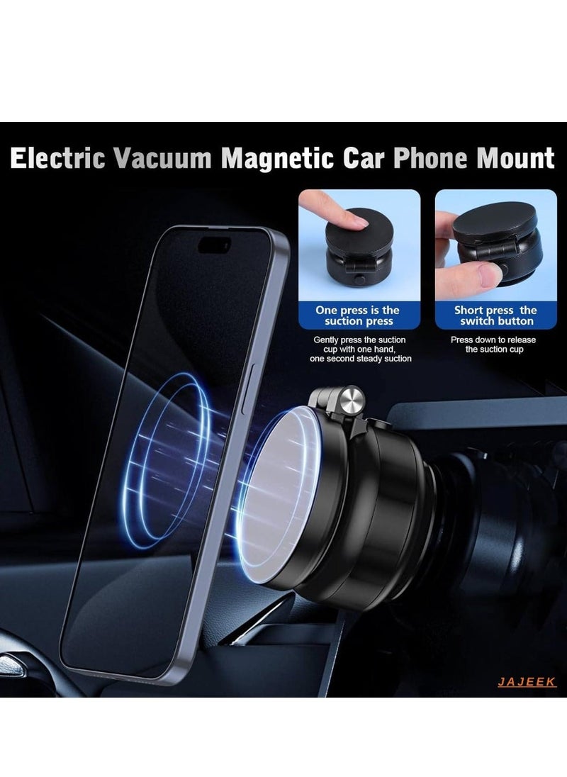 JAJEEK Electric Vacuum Magnetic Suction Phone Mount – 360° Rotating Magnetic Phone Holder, Foldable Double-Sided Suction for Car, Mirror & Smooth Surfaces (Black) – Strong Magnetic Car Phone Holder - Image 2