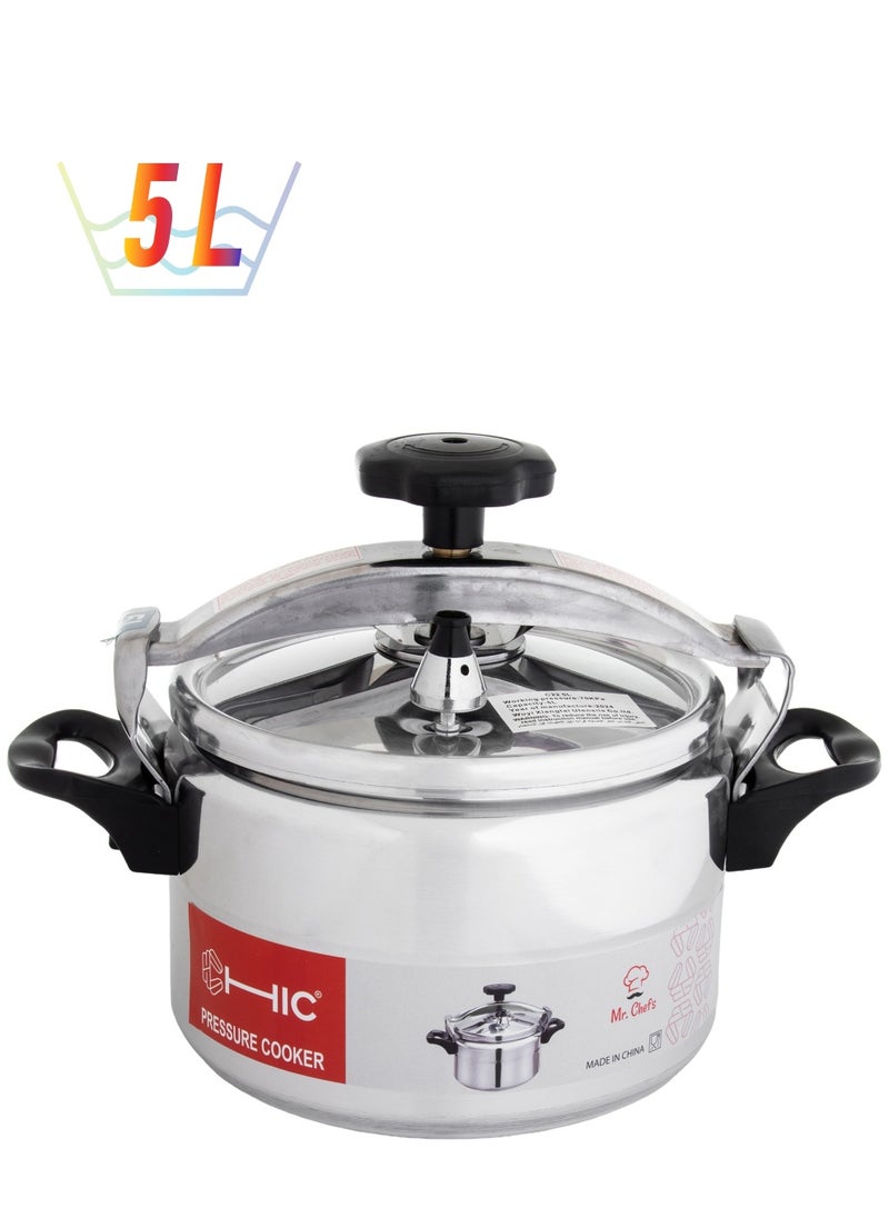 Hic 5 LiterLiters aluminum Pressure cooker size 5 liter silver color SILVER  - Image 1