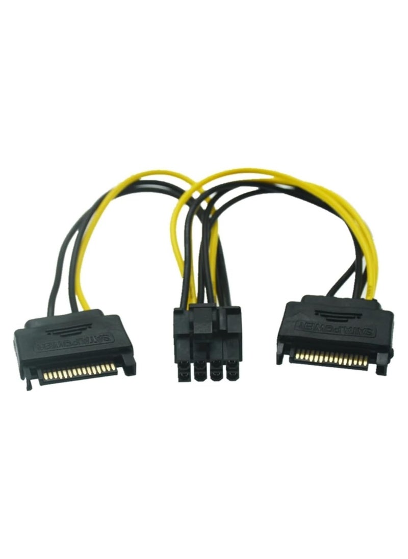 SOLDOUT Dual SATA to 8 Pin PCI-E PCI Express Power Cable PSU Power Graphics Converter Adapter Video Card Cable Cord (Dual 15 Pin SATA To 6+2 Pin PCI-E)  - Image 2