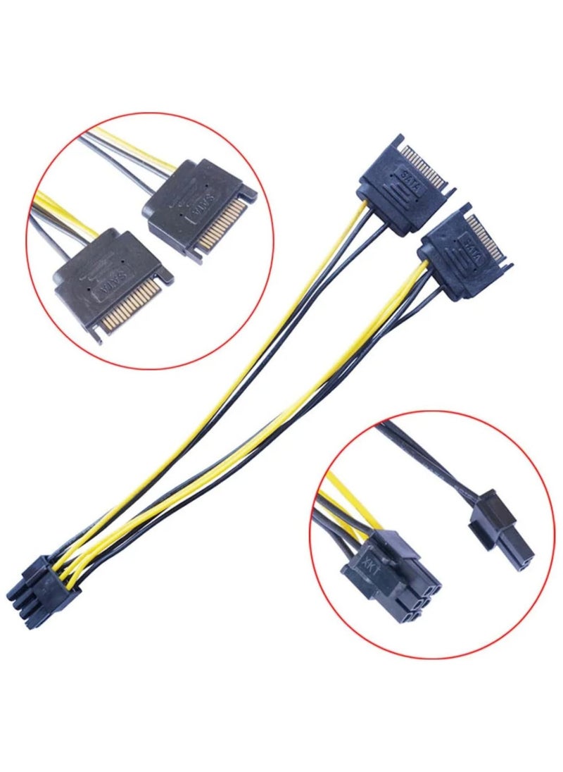 SOLDOUT Dual SATA to 8 Pin PCI-E PCI Express Power Cable PSU Power Graphics Converter Adapter Video Card Cable Cord (Dual 15 Pin SATA To 6+2 Pin PCI-E)  - Image 4