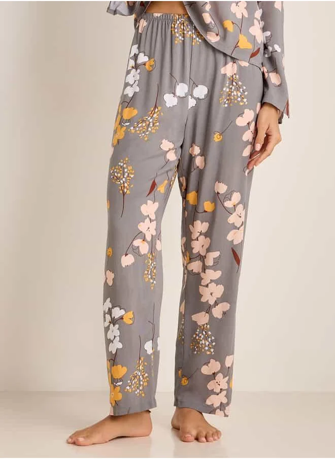 FAV Floral Print Long Sleeves Top and Pyjama Set
