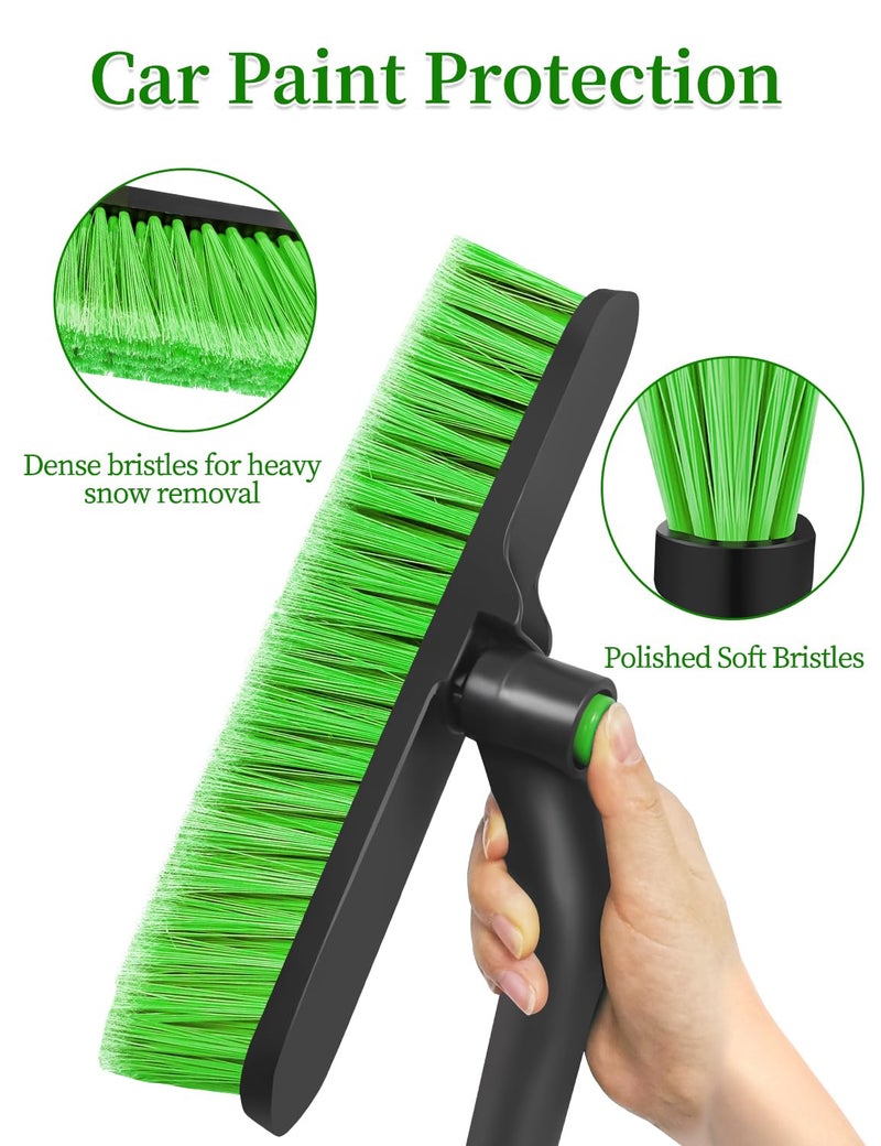 HEEYA Car Ice Scraper with 12.6 Inch Large Brush Head, Snow Brush and Ice Scraper for SUV Windshield Window, Extendable Snow Scraper for Truck Automobile Vehicle - Green - Image 3
