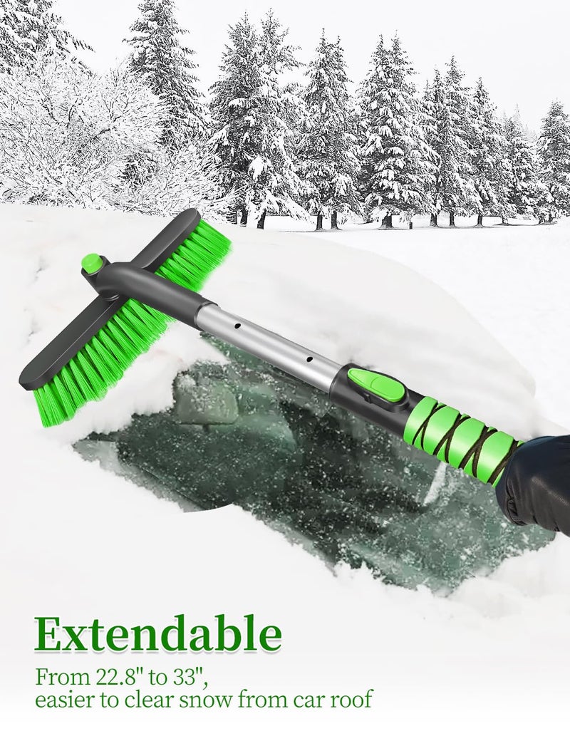 HEEYA Car Ice Scraper with 12.6 Inch Large Brush Head, Snow Brush and Ice Scraper for SUV Windshield Window, Extendable Snow Scraper for Truck Automobile Vehicle - Green - Image 4