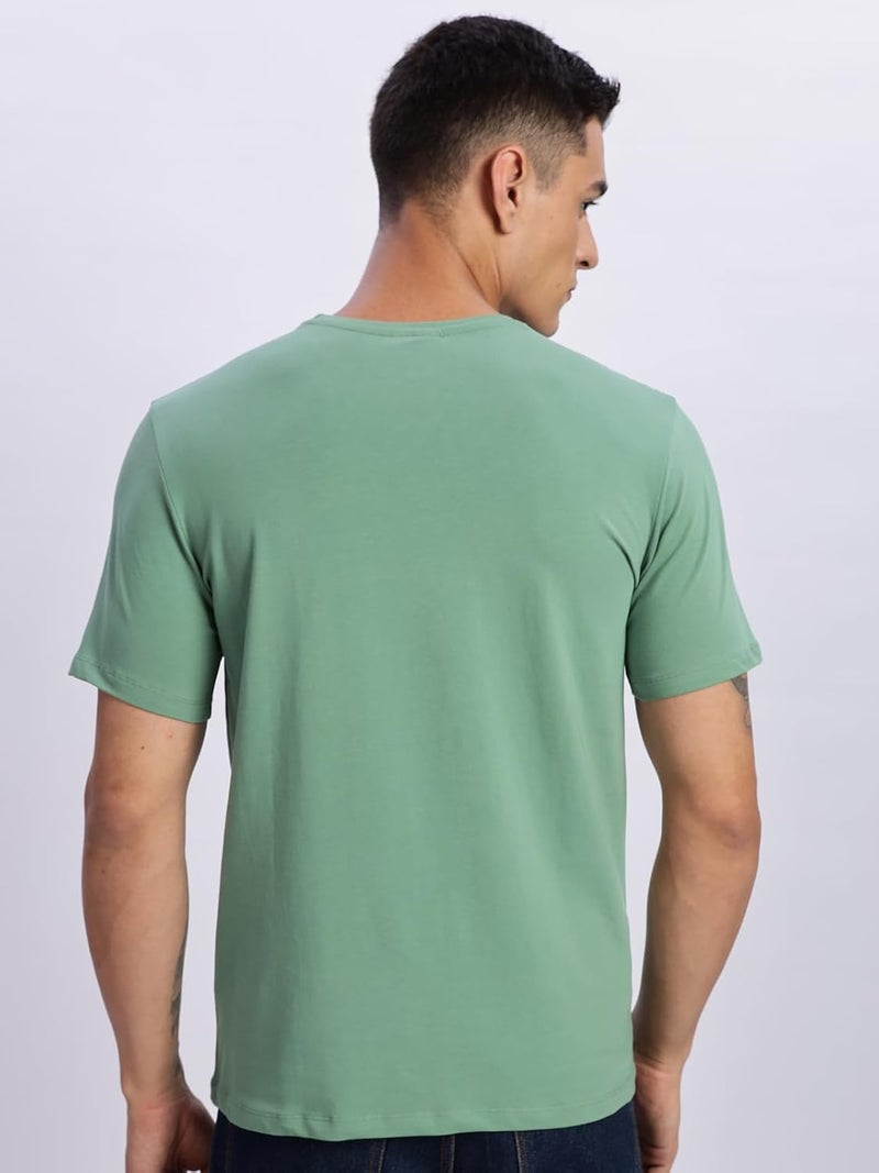 ADRO Men's Pastel Green Motivational Printed T-Shirt - Believe in Yourself Graphic, Regular Fit, Cotton Lycra Stretch Fabric - Image 3