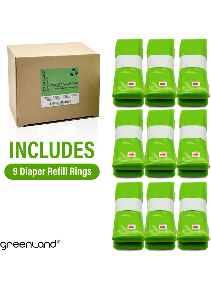 greenland Greenland Biodegradable Diaper Pail Refill Foil for Diaper Genie  Munchkin 9Pack  - Image 2