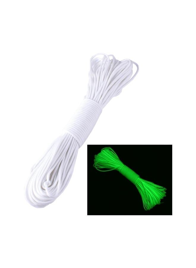 WYBOT Camping Rope,  9 Strand 550 Luminous Glow in The Dark Paracord Parachute Cord (White, 100ft) - Image 1