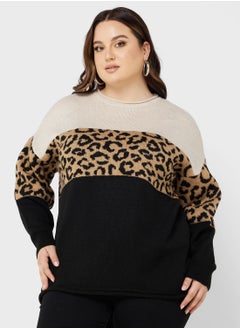 Leopard Print Knitted Sweater