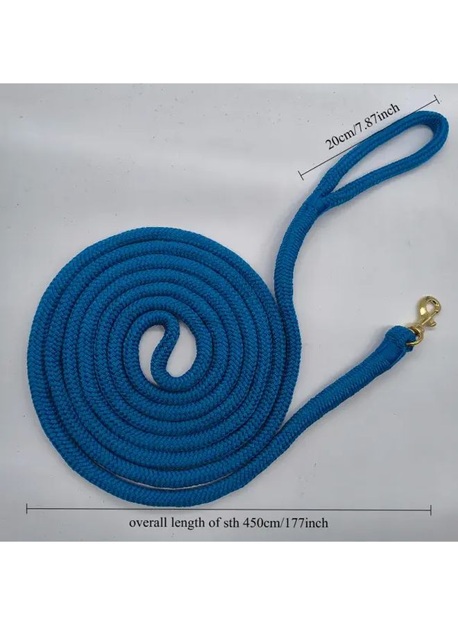 حبل جر الأحصنة الثقيل الأزرق من النايلون المفتول المزدوج مع خطاطيف زنبركية 300 سم - Image 4