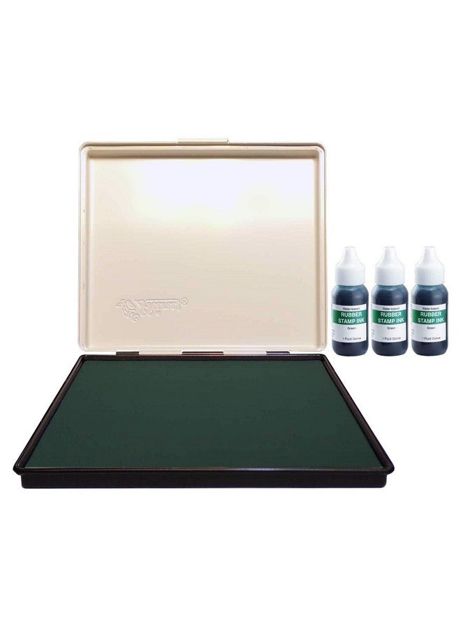 UImprint Extra Large 8'' X 12'' Industrial Rubber Stamp Ink Pad In Metal Case, Green Stamp Pad - Image 2