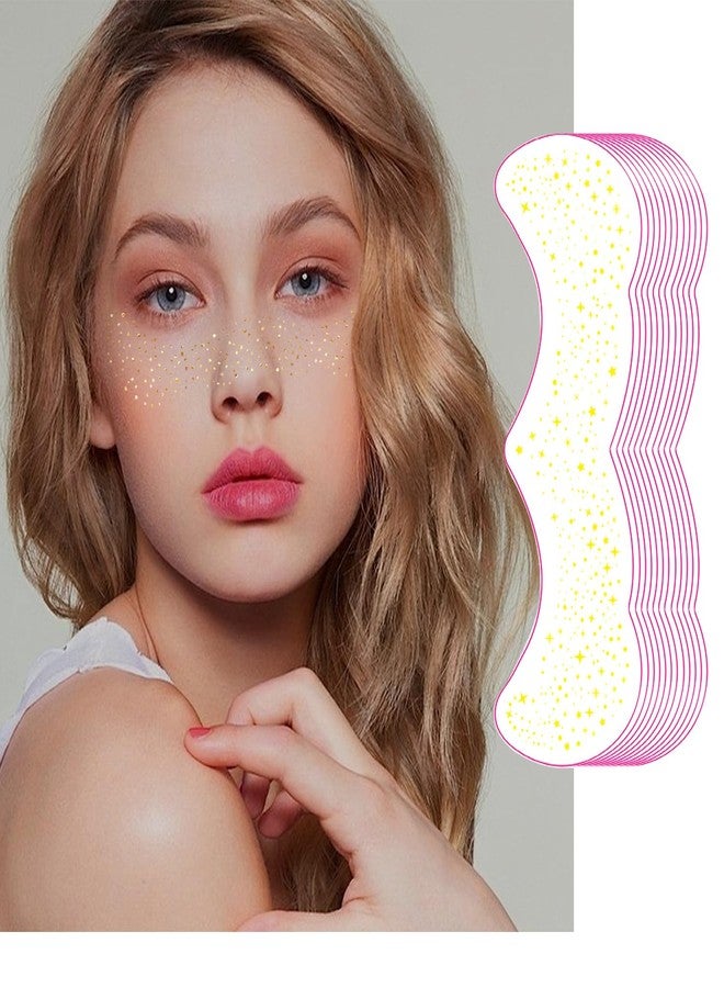 Dream Loom Glitter Freckles Face Tattoos, 12 Sheet Gold Face Glitter Makeup Speckles, Sparkle Makeup Patches - Image 1