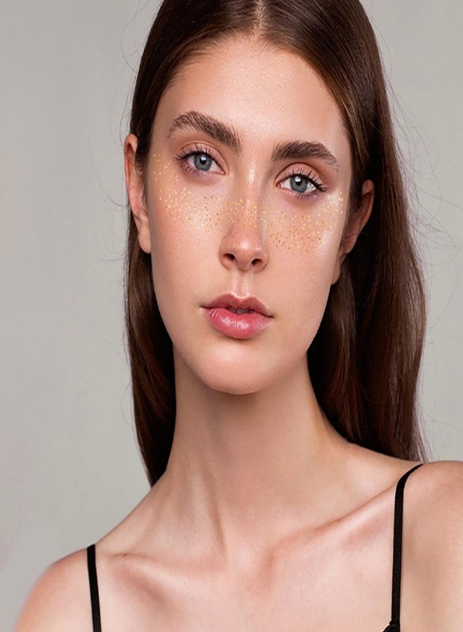 Dream Loom Glitter Freckles Face Tattoos, 12 Sheet Gold Face Glitter Makeup Speckles, Sparkle Makeup Patches - Image 2