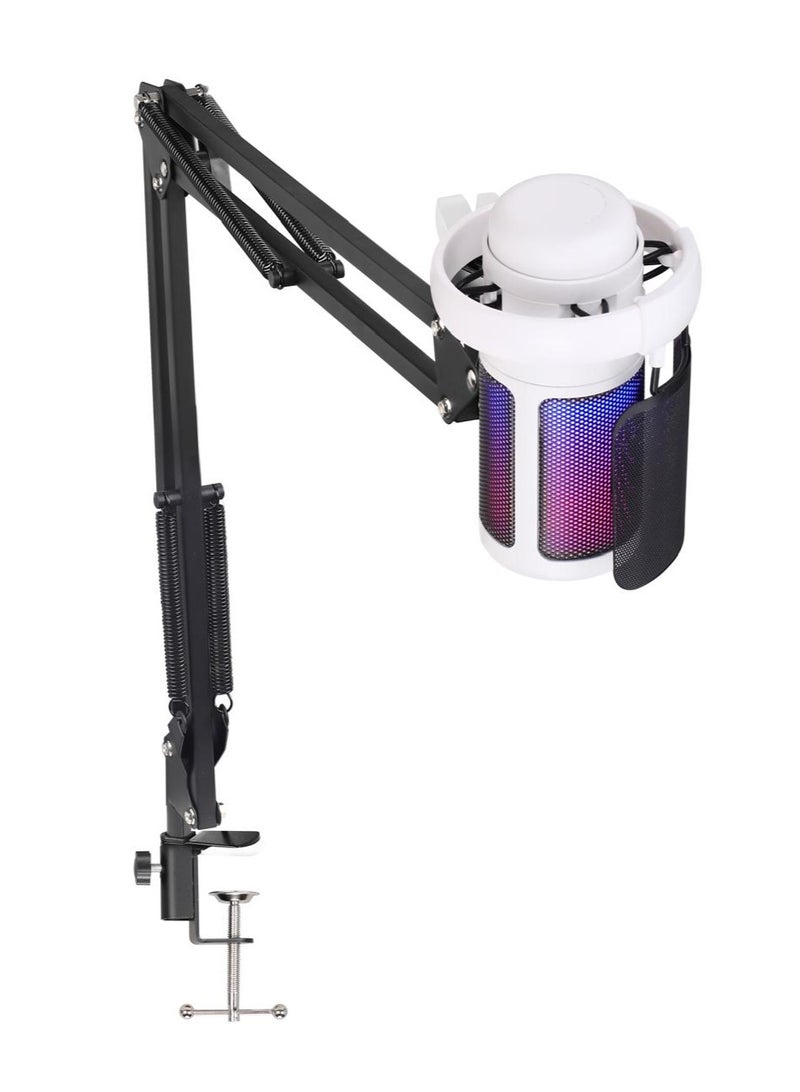 YU'S ME6S-35 USB Gaming Microphone for PC, PS5, Condenser, Fast Mute, RGB Indicator, Iron Desk Stand, Shock Pop Filter for Video Control, Discord, Twitch, Black - Image 2