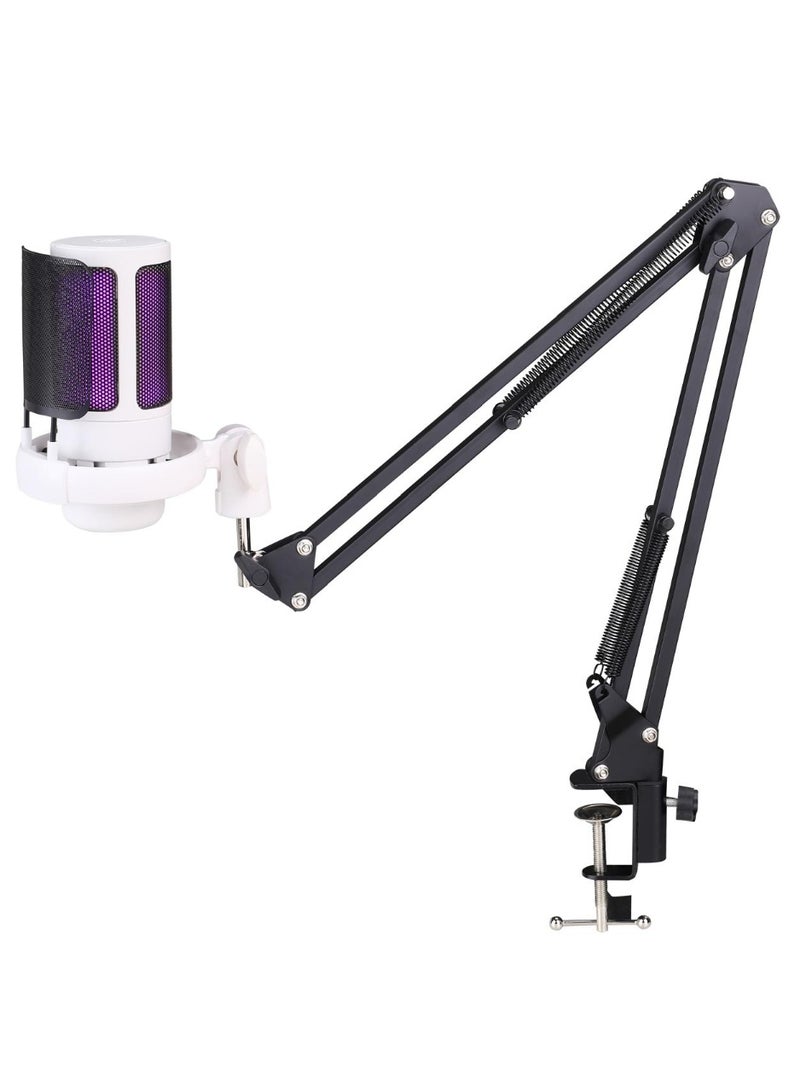 YU'S ME6S-35 USB Gaming Microphone for PC, PS5, Condenser, Fast Mute, RGB Indicator, Iron Desk Stand, Shock Pop Filter for Video Control, Discord, Twitch, Black - Image 1