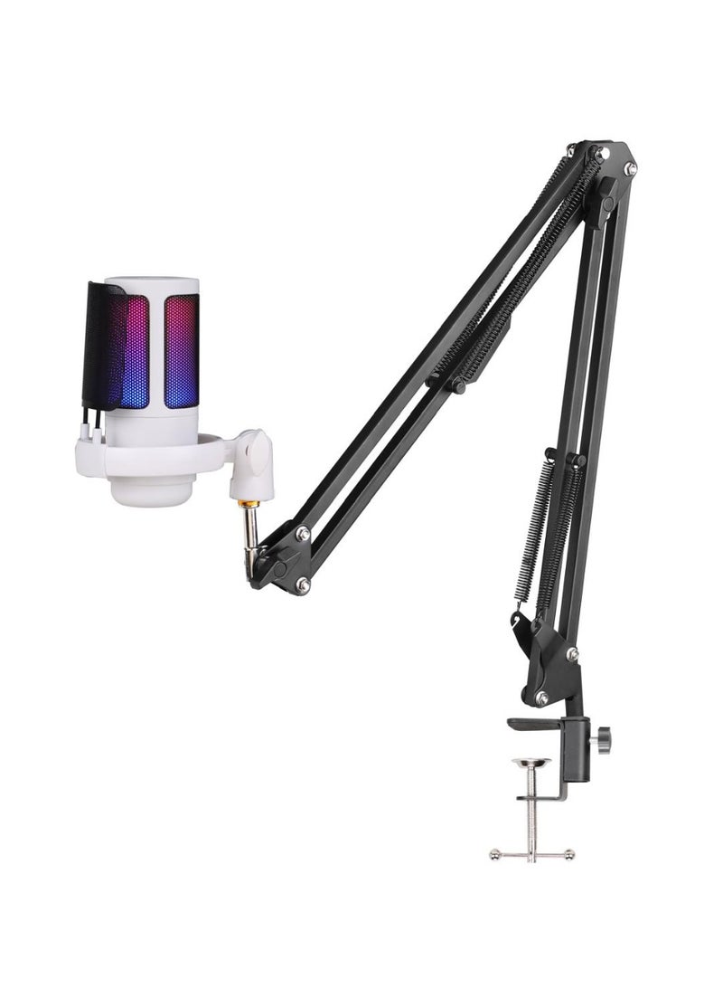 YU'S ME6S-35 USB Gaming Microphone for PC, PS5, Condenser, Fast Mute, RGB Indicator, Iron Desk Stand, Shock Pop Filter for Video Control, Discord, Twitch, Black - Image 3