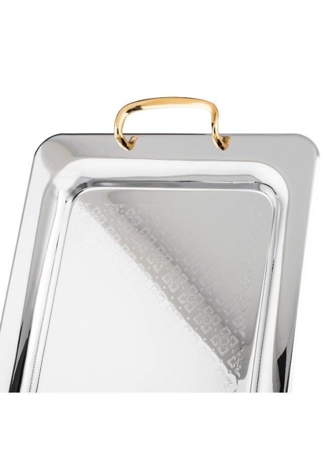 السيف  ✨ طقم صواني فاخر من السيف – 3 مقاسات من الستانلس ستيل بمقابض ذهبية ✨ - Image 4