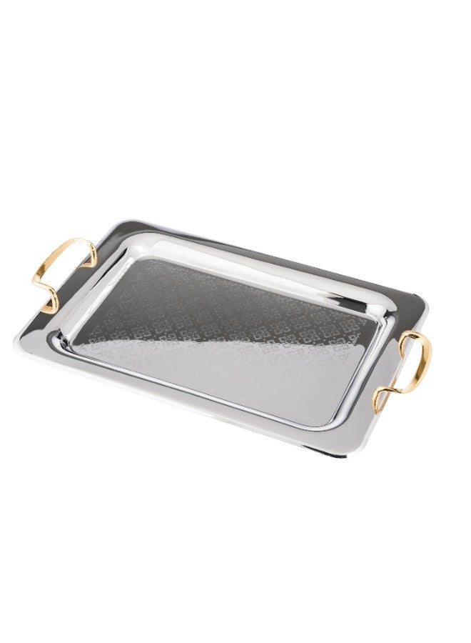 السيف  ✨ طقم صواني فاخر من السيف – 3 مقاسات من الستانلس ستيل بمقابض ذهبية ✨ - Image 3